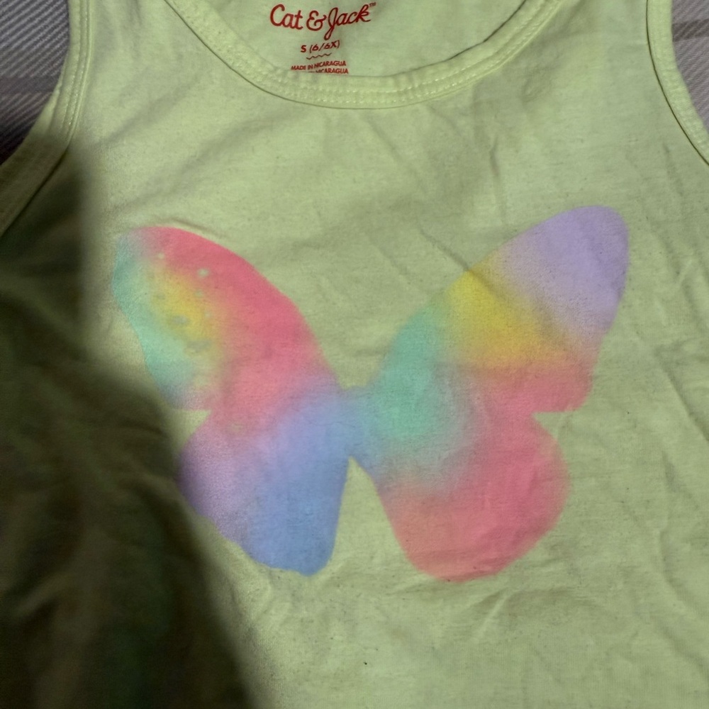Cat & Jack Neon Tank Top with Rainbow Butterfly - Picture 2 of 3